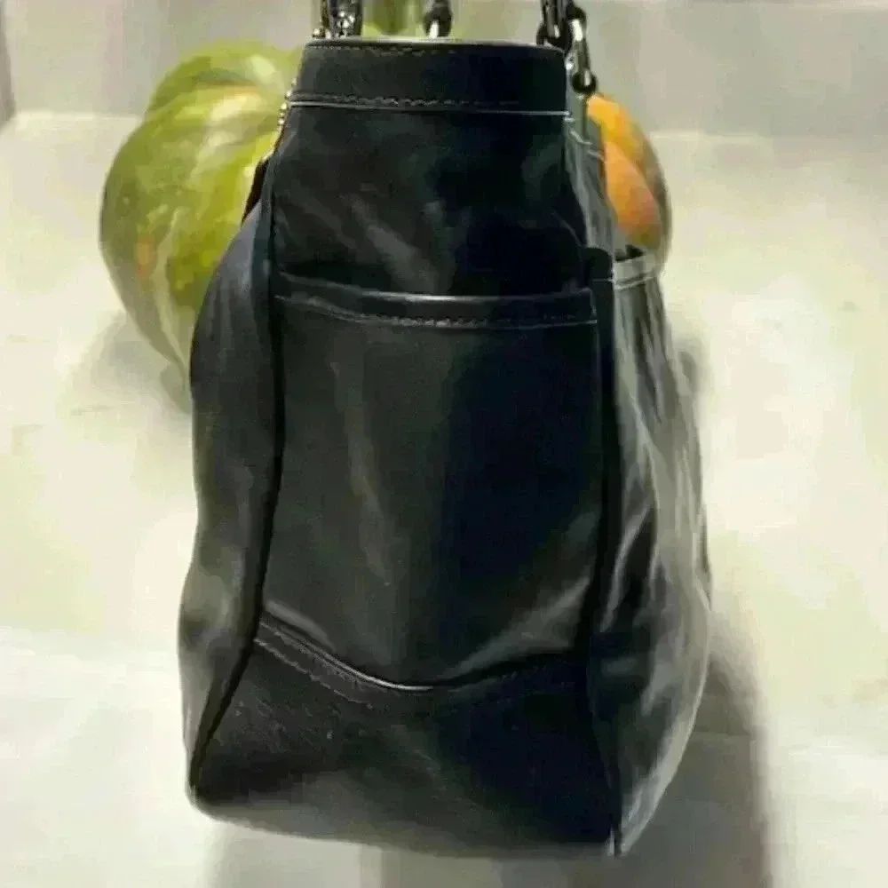 Coach Gallery East West Leather Tote Shoulder Bag Black